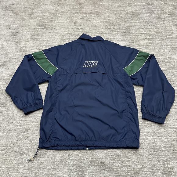 Nike Jacket Mens Large Navy Full Zip Windbreaker Mesh Lined Swoosh Spell Out Y2K - Picture 3 of 12